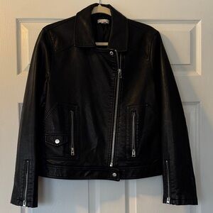TOPSHOP Black Faux Leather Biker/ Moto Jacket - Size Large